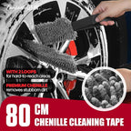Fantasticlean 7PCS Car Wheel Brush Kit, Tire Brush, Soft-bristled Rim Brush, Chenille Rim Cleaning Tape, Microfiber Bendable Brush, Curved Detailing Brush with Elbow Connector, Detailing Pads
