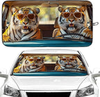 Tiger Car Windshield Sun Shade Foldable Sunshade Front Window Cover Sun Visor Protector Accessories (59x27.5 inches)