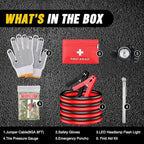 Nilight Car Emergency Kit with Jumper Cable Air Compressor Tire Repair Essential Tools First Aid Alligator Connector Electrical Kit for Travel Camping Outdoor Cars Truck SUV RV