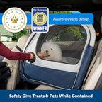 PetSafe Happy Ride Collapsible Travel Crate - Safe Travel Containment with Heavy Duty Aluminum Frame, Mesh Windows, Convenient Storage Pockets & Secure Seat Belt Access - Road Trip Crate