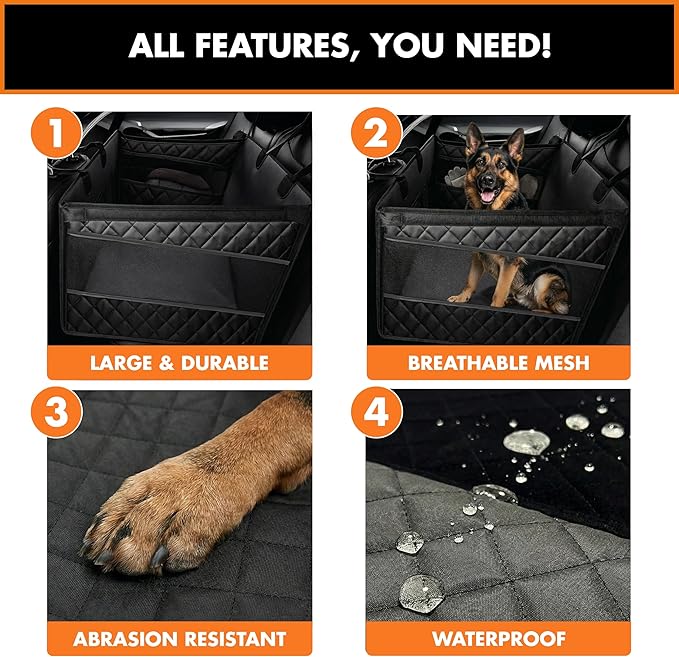YoGi Prime Half Hammock Dog Seat Cover for Back Seat - Waterproof Half Backseat Dog Cover, Space Saving Split Seat Design, Universal Fit & Heavy Duty Pet Restraint