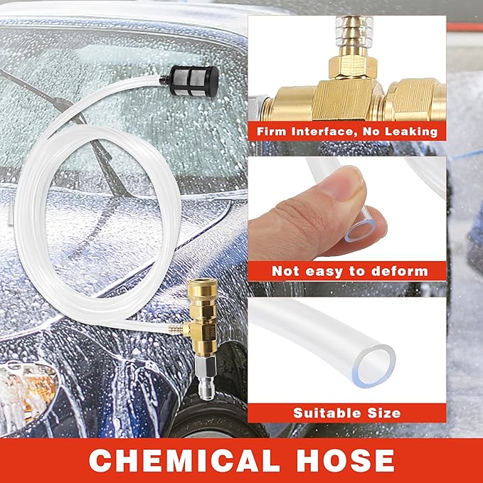 RIDGE WASHER Downstream Injector for Pressure Washer, Chemical Power Washer Injector kit, 10 Feet Soap Tubing with High Pressures Soap Injectors, 3/8’’ Quick Connect, 5-8 GPM