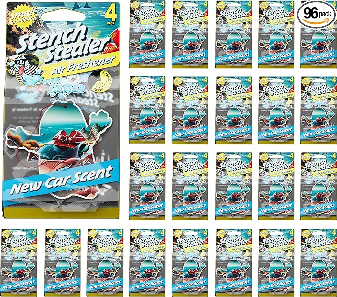 Car Air Fresheners- Long Lasting Scent, Odor Eliminator, Home Essentials, Fresh Fragrance- 96 Pack- New Car