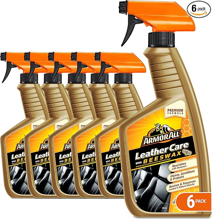 Armor All Car Leather Care Spray Bottle, Cleaner for Cars, Truck, Motorcycle, Beeswax, 4 Oz, Pack of 6, 18934-6PK