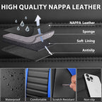 CAR PASS Nappa Leather Car Seat Covers Front Seats, Luxury Seat Protector for Cars, Waterproof Anti-Slip Seat Cushion Airbag Compatible Universal for SUV Pick-up Truck Automotive Vehicle,Black Blue