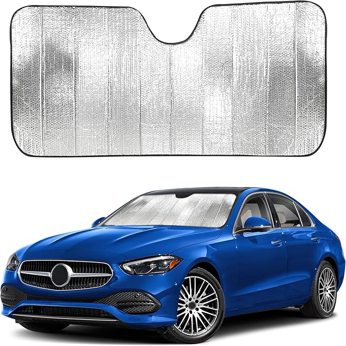 EcoNour Accordion Car Windshield Sun Shade | Reflective Car Window Shades for UV & Sun Protection | Foldable Windshield Cover Keeps Interior Cool | 26 x 56 Inches