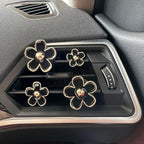 4PCS Daisy Flower Air Vent Clip Air Conditioning Outlet Clip Car Air Freshener Clip Car Interior Decor Charm Colorful Car Interior Accessories for Girls Women (Black)