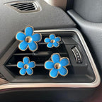 4PCS Daisy Flower Air Vent Clip Air Conditioning Outlet Clip Car Air Freshener Clip Car Interior Decor Charm Colorful Car Interior Accessories for Girls Women (Blue)