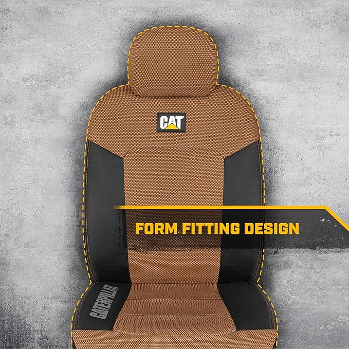 Cat® MeshFlex Automotive Seat Covers for Cars Trucks and SUVs (Set of 2) – Beige Car Seat Covers for Front Seats, Truck Seat Protectors with Comfortable Mesh Back, Auto Interior Covers