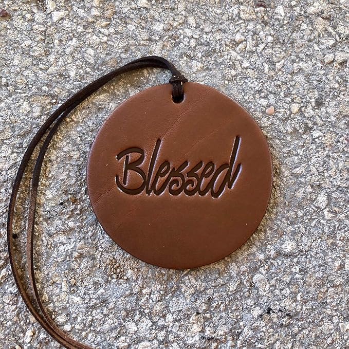Air Flair | Leather Car Air Freshener | Blessed (Brown, Warm Sugar Scent)