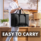 Carrywell (Not Made In China) Insulated Reusable Grocery Bags 2-Pack, Catering and Delivery Bag For Hot and Cold Food, Collapsible Thermal Tote For Doordash