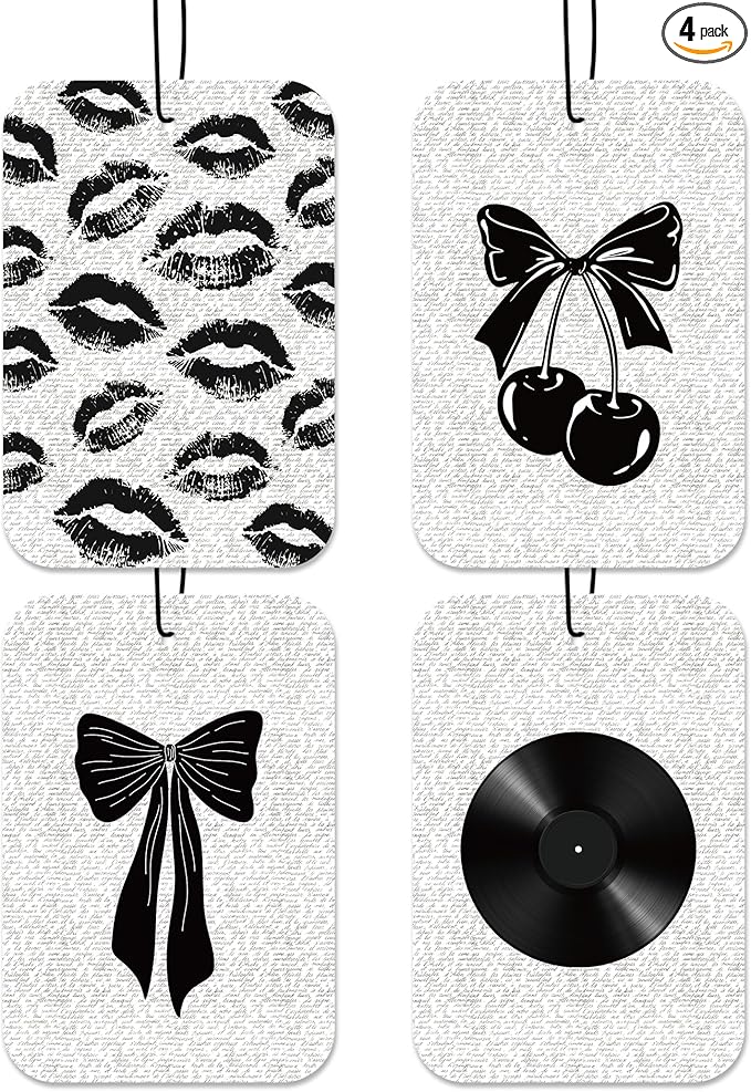Black Coquette Car Fresheners, 4pcs Bow Car Accessories Interior, Mirror Decor For Women, Air Freshener Hanging For Bathroom Dorm Books Bedroom Closet Drawer, Girly Accessories Gifts For Girls -06