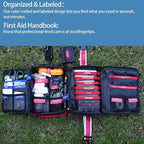 401 Piece First Aid Kit with Chest Seals -Labeled, Expandable & Mountable, Emergency Medical Kit for Home, Car, Camping & Outdoor, Waterproof Trauma Kits with Labeled Compartments