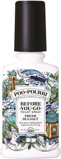 Poo-Pourri Before-You-Go Toilet Spray, Fresh Sea Salt, 4 Fl Oz, Up to 200 Uses, Bathroom Odor Deodorizer, Plant-Based with Essential Oils, for Home or Work, Sea Salt, Bergamot & Eucalyptus Scent