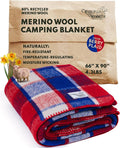 Woolly Mammoth Woolen Company Merino Wool Blanket - 80% Merino Wool - Camping Blankets for Cold Weather - Mositure-Wicking for Overlanding, Hunting, Emergency Kits, Bushcraft (66" x 90" Berry Plaid)