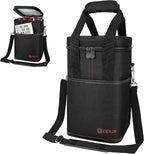 Opux 4 Bottle Insulated Wine Cooler Bag - Leakproof Padded Portable Wine Bottle Carrier for Travel Picnic BYOB Gift (Black)