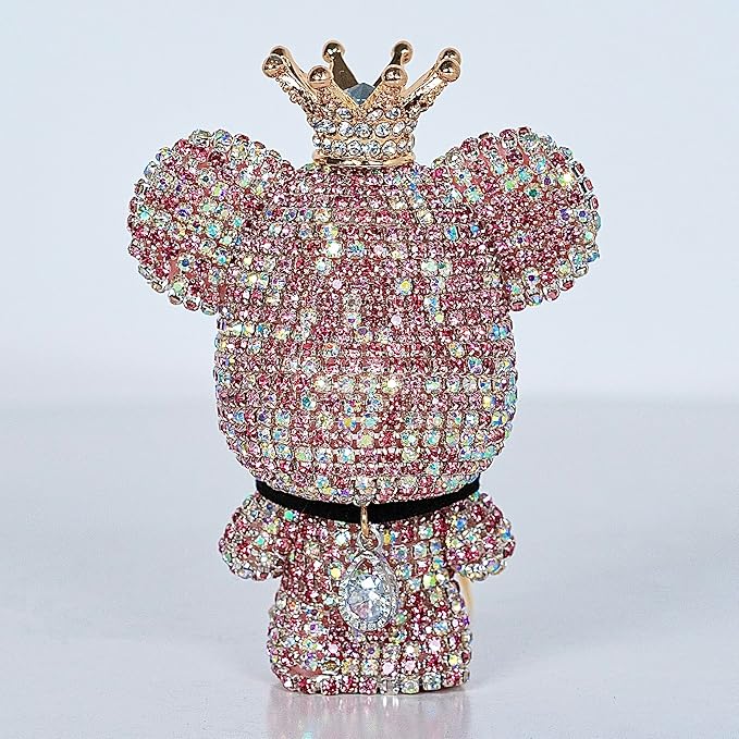 Pink Car Accessories, Bling Crystal Bear Car Air Freshener With Vent Clip,Rhinestone Aesthetic Car Decor Interior Decoration