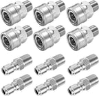 3/8 Inch NPT Pressure Washer Adapter Set, 12-Piece Stainless Steel External Thread Quick Connector Kit - 3/8" NPT Male Thread Quick Connect Hose Fittings, 5000 PSI