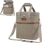 opux 6 Bottle Carrier Tote | Insulated Padded Wine Cooler Bag for Travel. Picnic, BYOB | Portable Leakproof Wine Tote Bag for Dinner, Party, Christmas, Wine Gift for Women, Men (Heather Taupe)