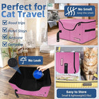 Petskd Portable Travel Litter Box for Cats with Lid and 10 pcs Liner Bags, Light Weight, Leak-Proof and Higher Sides for Road Trips, Hotel Stays, Car Travel(Pink)