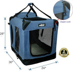 EliteField 3-Door Folding Soft Dog Crate with Carrying Bag and Fleece Bed (2 Year Warranty), Indoor & Outdoor Pet Home (36" L x 24" W x 28" H, Blue Gray)