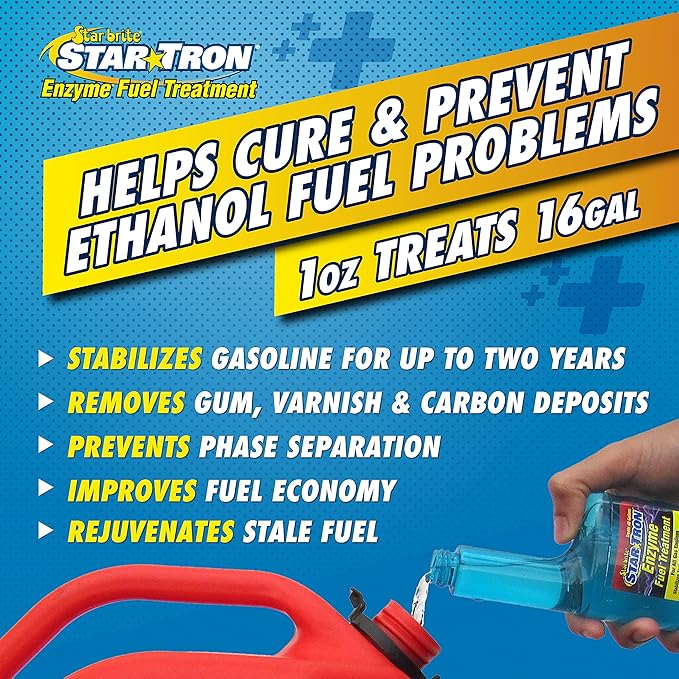 Star Tron Enzyme Fuel Treatment Concentrate, 128 Fl. Oz. – Treats up to 2,048 Gallons – Rejuvenate & Stabilize Old Gasoline, Cure Ethanol Problems, Improve MPG, Reduce Emissions, Increase Horsepower