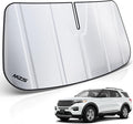 MZS Windshield Sun Shade Compatible with Explorer 2020-2026, Foldable Car Front Window Sunshade with Storage Pouch, SUV Sun Visor Shield Accessories for Interior Protector