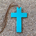 Air Flair | Leather Car Air Freshener | Cross (Turquoise, Leather Scent)