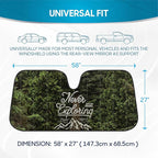 BDK Never Stop Exploring Front Windshield Sunshade Accordion Folding Style Auto Shade for Car Truck SUV Van Blocks UV Rays Sun Visor Protector Easy Setup Keeps Your Vehicle Cool - 58 x 27 inches
