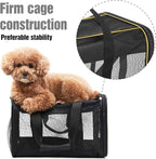 Pet Travel Carrier Soft Sided Portable Bag for Cats, Small Dogs, Kittens or Puppies, Collapsible, Durable, Airline Approved, Travel Friendly (Black Regular)
