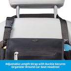 Mobile Dog Gear, Car Seat Back Organizer Travel Bag, Includes Built-in Waste Bag Dispenser and 1 Bag Roll, Black, Meets Airline Requirements