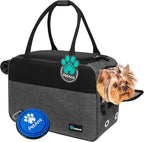 PetAmi Dog Purse Carrier for Small Dogs, Airline Approved Soft Sided Pet Carrier with Pockets, Ventilated Dog Carrying Bag for Puppy Cat, Dog Travel Supplies Bag, Sherpa Bed, Max 12 lbs, Dark Gray