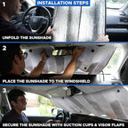 EcoNourAccordion Car Windshield Sun Shade Foldable Reflective UV & Heat Blocker | Front Window Sunshade with 4 Suction Cups, Keeps Interior Cool, Automotive Sun Visor Protector 56" x 26"