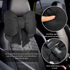 Bow Car Headrest Pillow, Breathable Ergonomic Auto Neck Cushion with Adjustable Strap, Comfy Vehicle Neck Support Pillow Cute Bow Girl-Style Decoration for Driving Seats (Black)