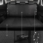 CAR PASS Oxford Bling Diamond Car Seat Covers Full Set Interior Sets, Waterproof Shining Glitter Sparkly Crystal Universal Armrest Fit 95% Automotive Truck SUV Cute Women Girl, All Black Rhinestone