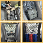 Dog Car Accessories Essentials Kit, with 2 Retractable Harness Adjustable Seat Belt Leash, Portable Collapsible Pet Bowl, Car Net Barrier for Dogs in Vehicle, and 4 Headrest Hooks for Hanger