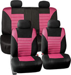 TLH Car Seat Covers Premium 3D Air Mesh Automotive Seat Covers Full Set Pink Seat Covers Airbag Compatible and Split Rear Car Seat Cover Universal Fit Interior Accessories for Cars Trucks and SUV