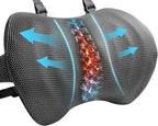 YFONG Lumbar Support Pillow for Car & Office Chair, Memory Foam Back Cushion with Adjustable Straps Non-Slip, Firm Support for Lower Back Pain Relief, Grey