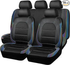 CAR PASS Leather seat Covers,Automotive Universal Sport car seat Cover Super 5mm Composite Sponge Inside,Airbag Compatible fits Most SUVs, Trucks,and Vans (Full Set,Chameleon Iridescent Reflective)