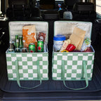 Checkered Insulated Grocery Bags 2 Pack, Checkerboard Cooler Shopping Bags for Groceries, Insulated Bags for Food Delivery