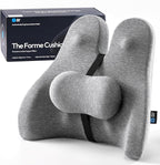 Lumbar Support Pillow for Office Chair - Ergonomic Lower Back Pillow with Adjustable SpineAlign™ Bolster, Firm Memory Foam Pillow for Car, Couch - Dual Straps, Light Grey (Light Grey)