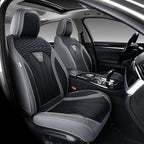 FLORICH Leather Seat Covers, Seat Covers Full Set, Car Seat Protectors 5 Seats, Automotive Seat Covers Fit for Most Cars Trucks SUV- Gray&Black