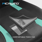 PIC AUTO Leather Car Seat Covers, Premium Automotive Waterproof Two Front Bucket Car Seat Protectors, Black and Green PVC Patchwork, Fits for Cars, Trucks, Van, SUV, Airbag Compatible