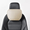 Genuine Leather Car Neck Pillow for headrest,Support Drive Seats Head Cushion,Real Cow Leather,11.8x7.5”,Plant-Based Polyester,Thickness & Height Adjustable,Inner Liner fillable(Beige,1p)