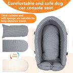 Center Console Dog Car Seat Dog Bed for Car Console Portable Armrest Booster Seat Carrier for Small Medium Dogs Anti-Collapse for Puppy Pet Up to 15 Lbs（Grid Black）