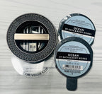 Bath and Body Works Leather Stitched Car Easy Open Fragrance Holder and Ocean Disc Refills Set of 3