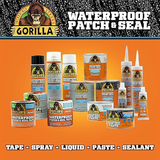 Gorilla Patch & Seal Liquid Rubber Waterproof Sealant, Crystal Clear, 32 Ounce (Pack of 1) - Seals Out Water, Air, and Moisture