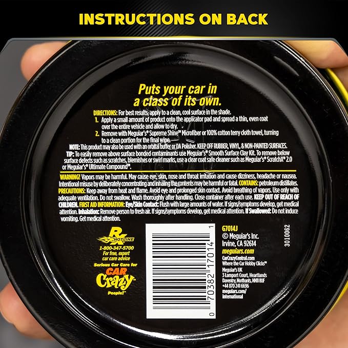 Meguiar's Gold Class Carnauba Plus Premium Paste Wax, Easy-to-Use Blend of Carnauba Wax and Long-Lasting Polymer Protection to Make Your Car Shine, 11 Oz Container