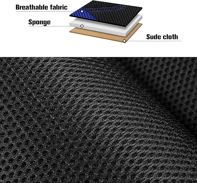 CAROMOP 3D Air Mesh Car Seat Covers 2 Front Seats,Breathable and Durable Seat Covers for Cars,Universal Fit for SUV,Vans,sedans, Trucks, Automotive Interior Covers(Black/Blue)