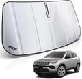 MZS Windshield Sun Shade Compatible with Compass 2017-2026, Foldable Car Front Window Sunshade with Storage Pouch, SUV Sun Visor Shield Accessories for Interior Protector